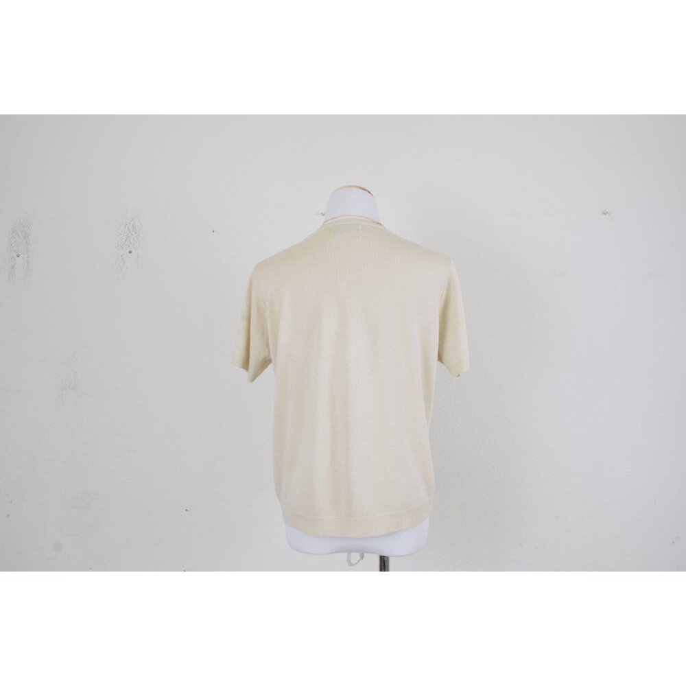 Vintage 80s Beige Knit Pullover Top | size PXL - Picture 4 of 10